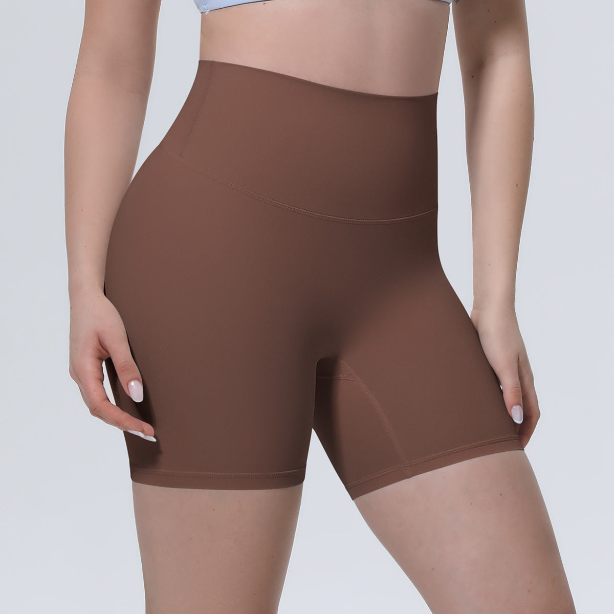 Nude Feel Yoga Pants Women High Waist Breathable Belly Contracting Fitness Shorts Peach Hip Tight Exercise Shorts