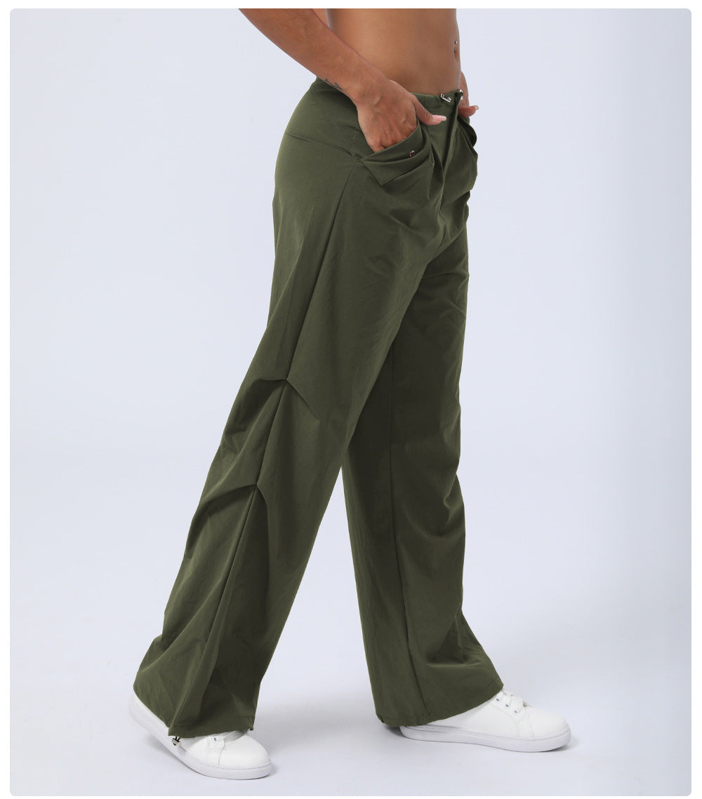 Autumn Winter High Waist Quick Drying Sports Trousers Women Ankle Banded Pants Loose Straight Paratrooper Pants Casual Working Pants