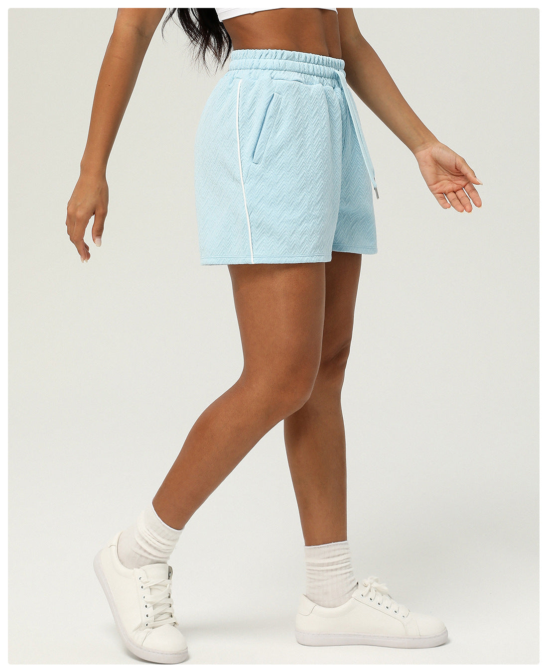 Sports Casual Shorts Pocket High Waist Yoga Shorts Women Drawstring Outdoor Running Shorts