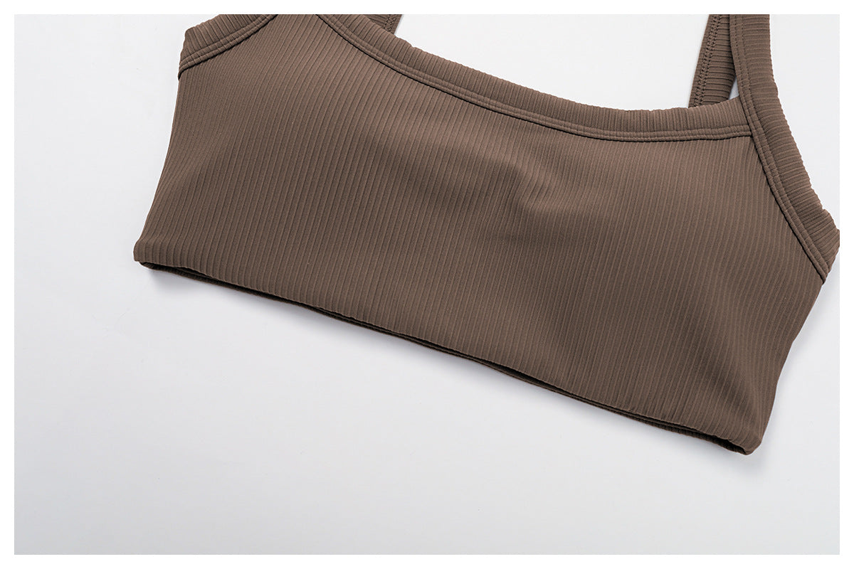 Sollinarry Double Shoulder Strap Thread Yoga Bra Hollow Out Cutout Back Tight Sports Underwear Outer Wear Running Fitness Clothes