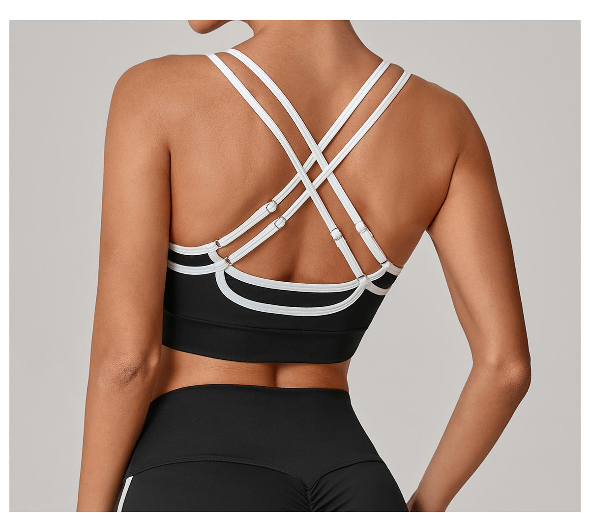 Autumn Sand Tight Nude Feel Contrast Color Sports Bra Women Backless Yoga Vest Workout Clothes Outer Wear Sports Top