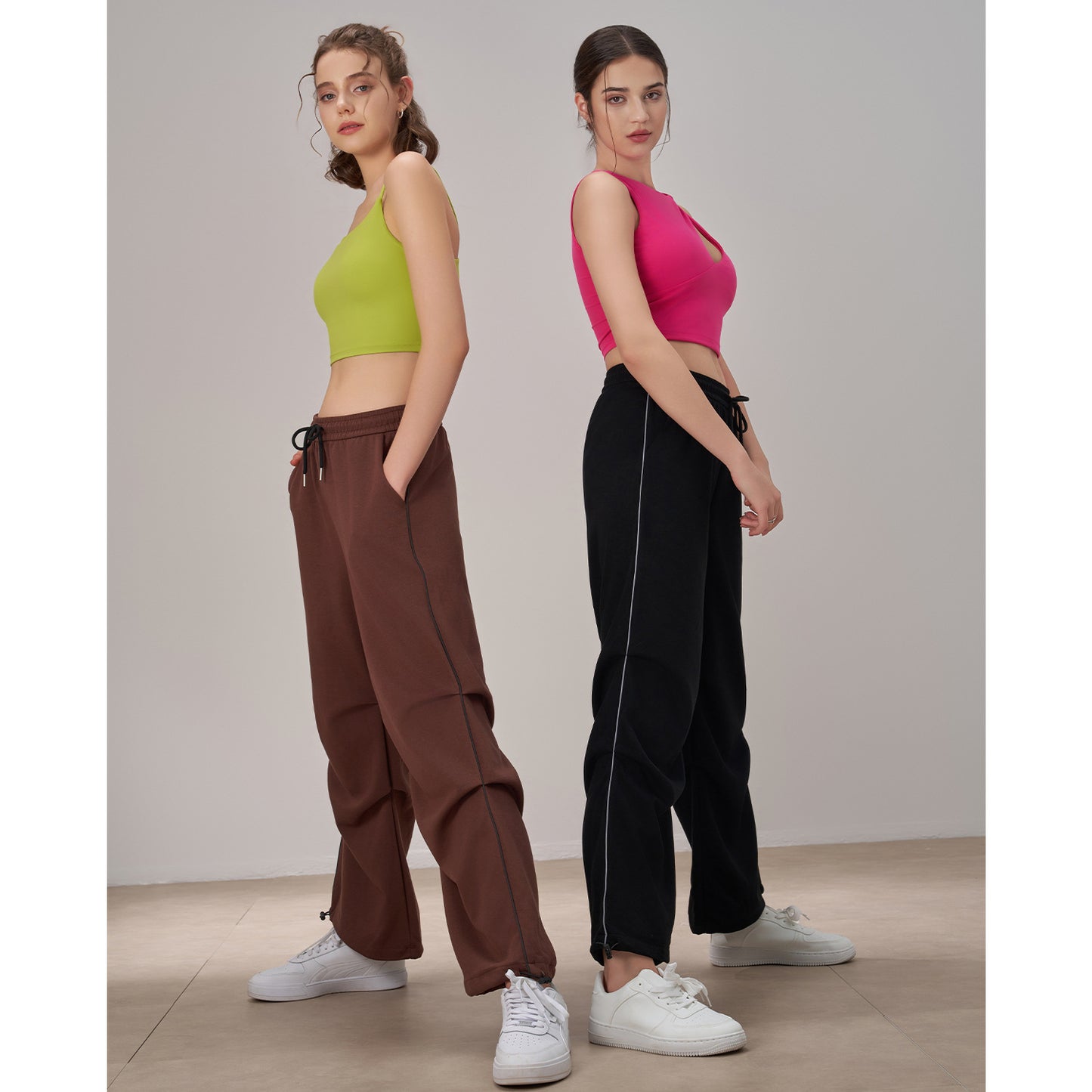 Casual Sports Pants Women Summer Luminous Strip Casual Pants High Waist Loose Texture Wide Leg Straight Pants