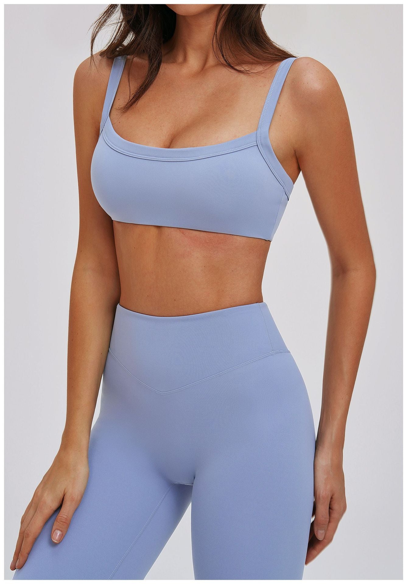 Brushed Double Shoulder Strap Yoga Bra Hollow Out Cutout Back Tight Sports Underwear Outer Wear Running Fitness Clothes