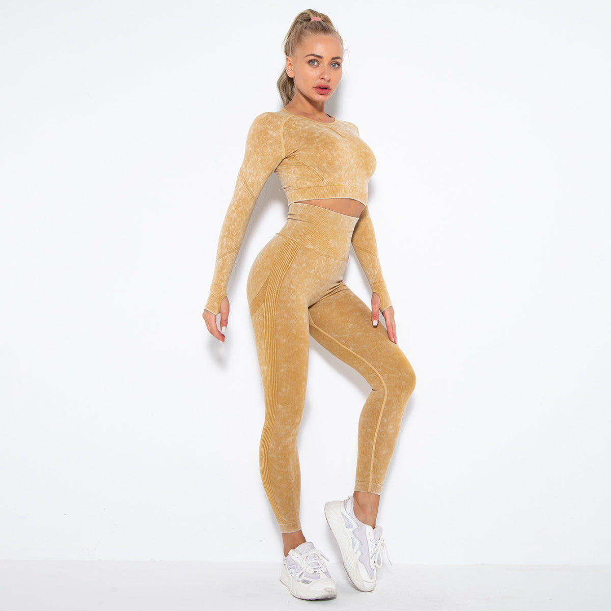 Long Sleeve Trousers Suit-Washed Yellow