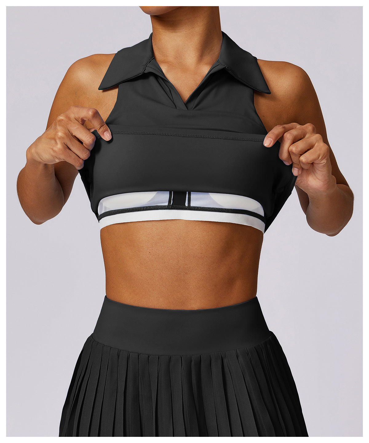 Sollinarry Nude Feel Tight Sports Vest Women Running Tennis Workout Clothes Top Polo Collared Sweatshirt Women
