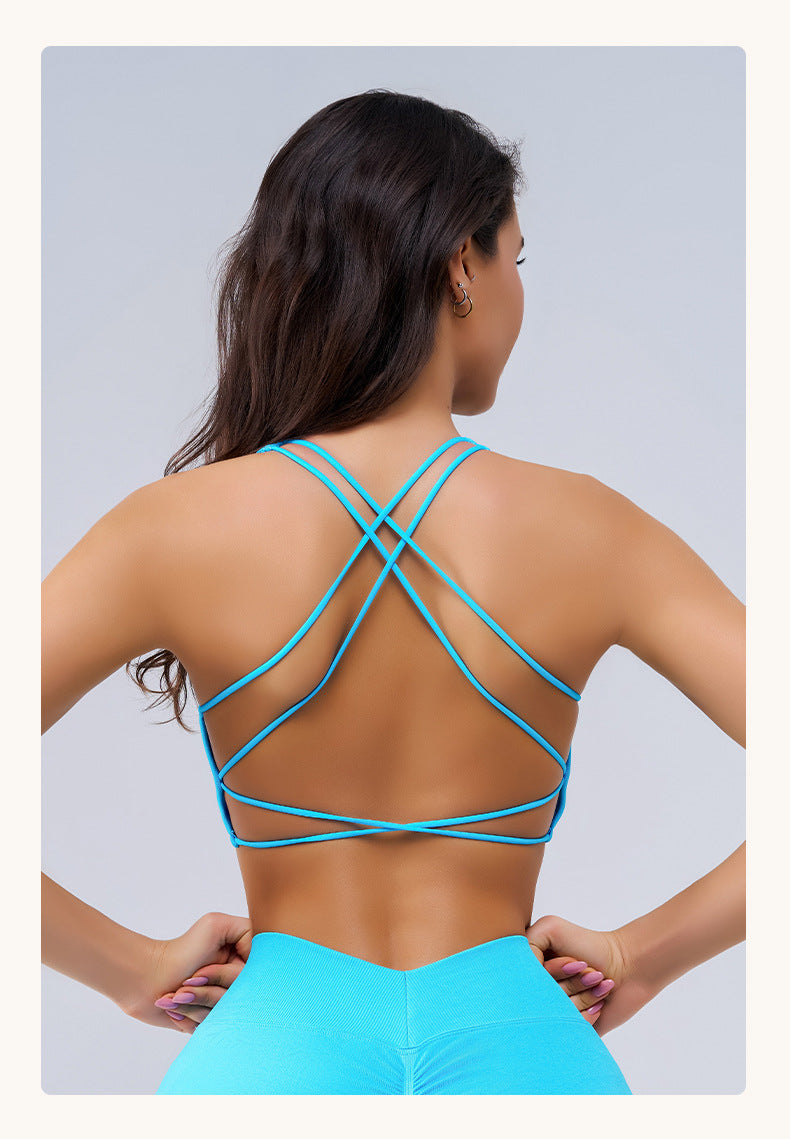 Beauty Back Running Exercise Underwear Women Medium High Strength Yoga Clothes Vest Shockproof Push Up Bra Fitness