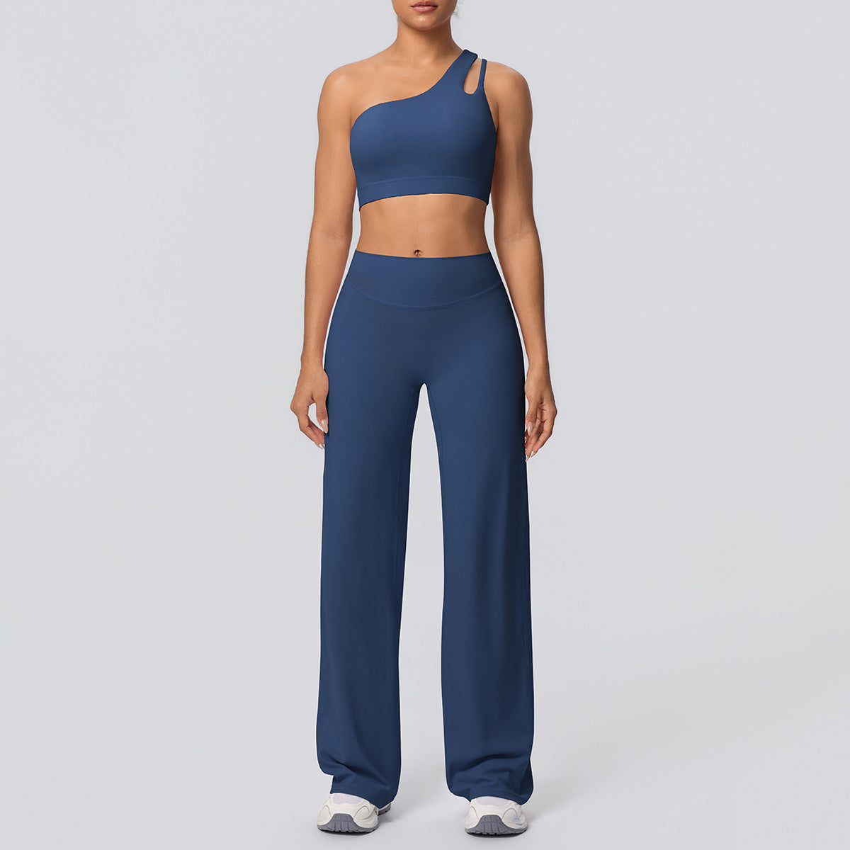 Oblique Shoulder Backless Bra Nude Feel Sports Vest Running Yoga Pants Fitness Straight-Leg Pants Yoga Set Women