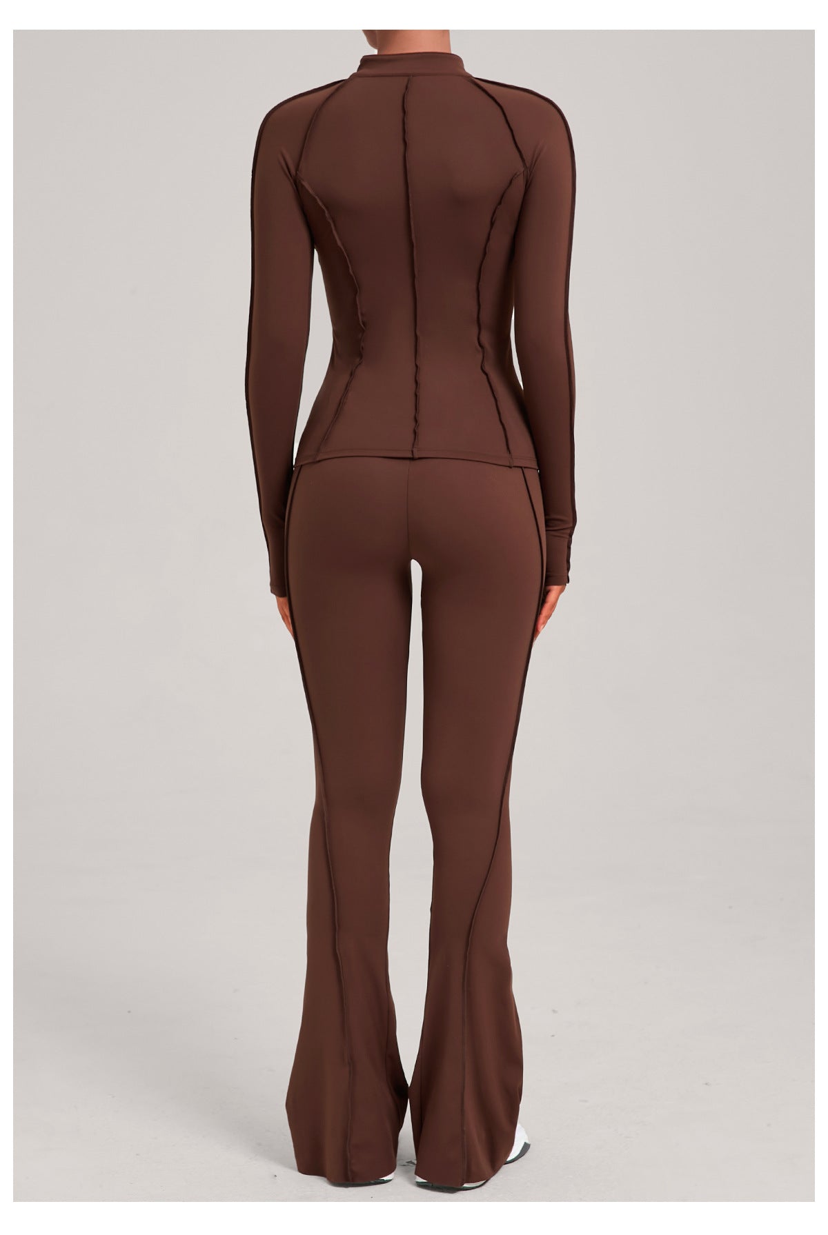 Autumn Sand Three Dimensional Stitching Yoga Clothes Autumn Winter Zipper Long Sleeved Fitness Running Fitness Sportswear Two Piece Set