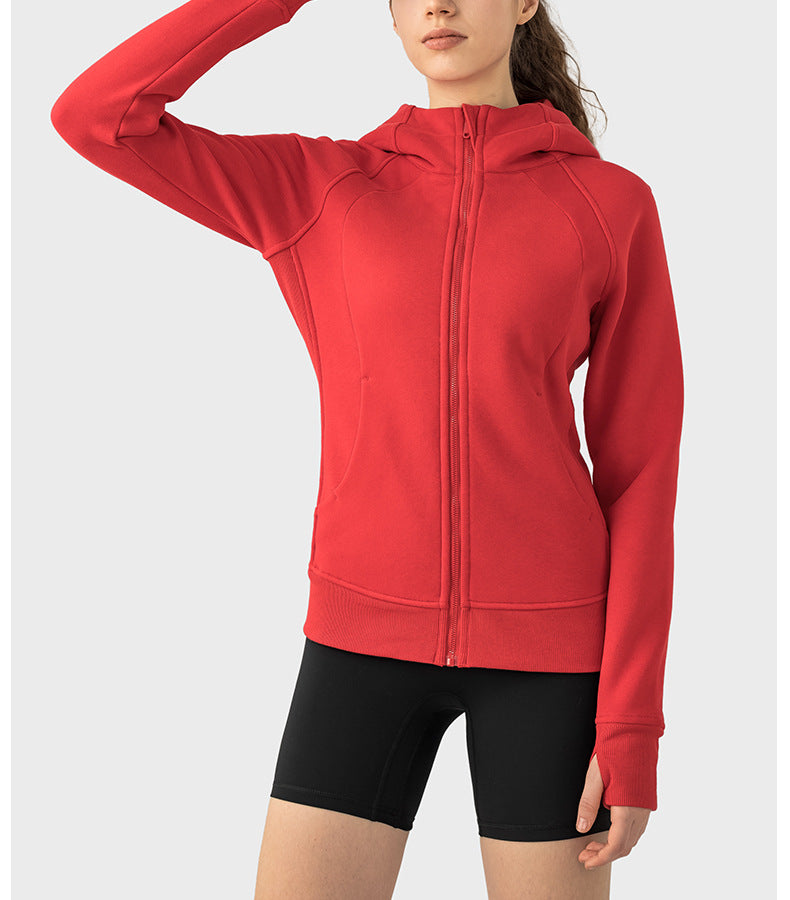 Sca Thickened Warm Hooded Sports Jacket Women Outdoor Casual Outdoor Yoga Training Fitness Jacket