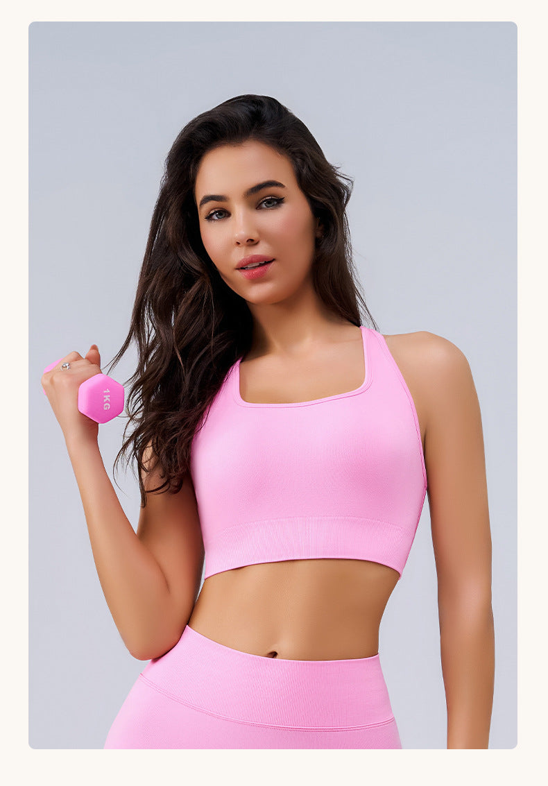 Beauty Back Running Exercise Underwear Women Medium High Strength Yoga Clothes Vest Shockproof Push Up Bra Fitness