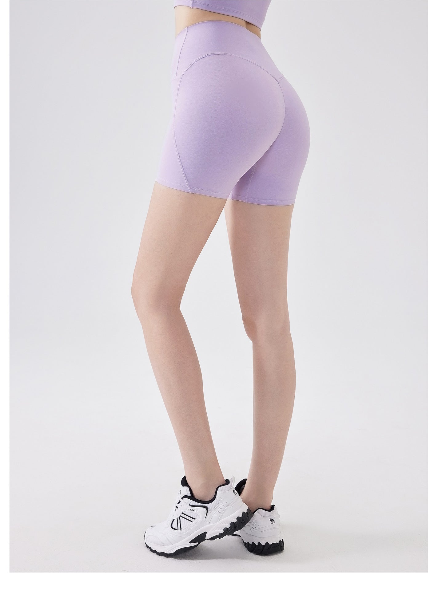 Nude Feel Three Points High Elastic Tight Bum Lift Shorts Women Yoga Workout Clothes Belly Contracting Exercise Running Training Pants