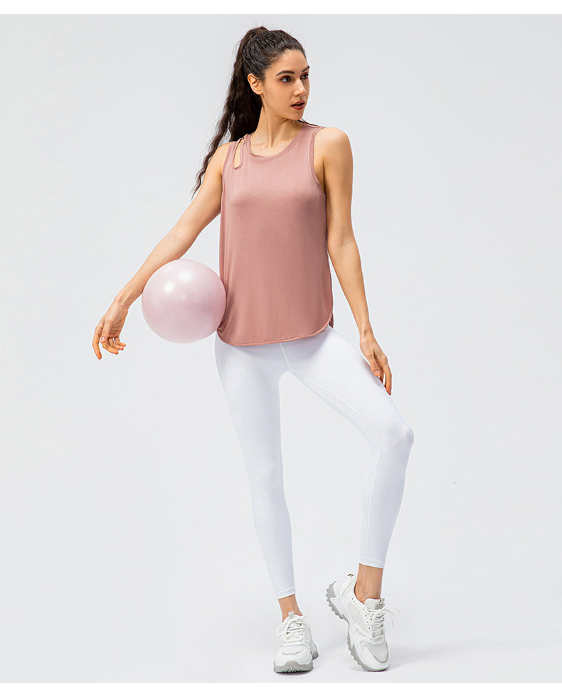 Spring Summer Women Ice Yoga Vest Loose Casual Running Sports Blouse Quick Drying Breathable Workout Top