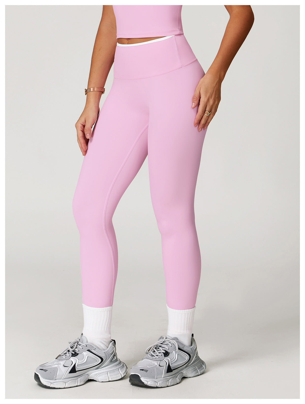 Sollinarry Nude Feel Yoga Pants High Waist Contrast Color Quick Drying Trousers Sports Running Fitness Sports Tights