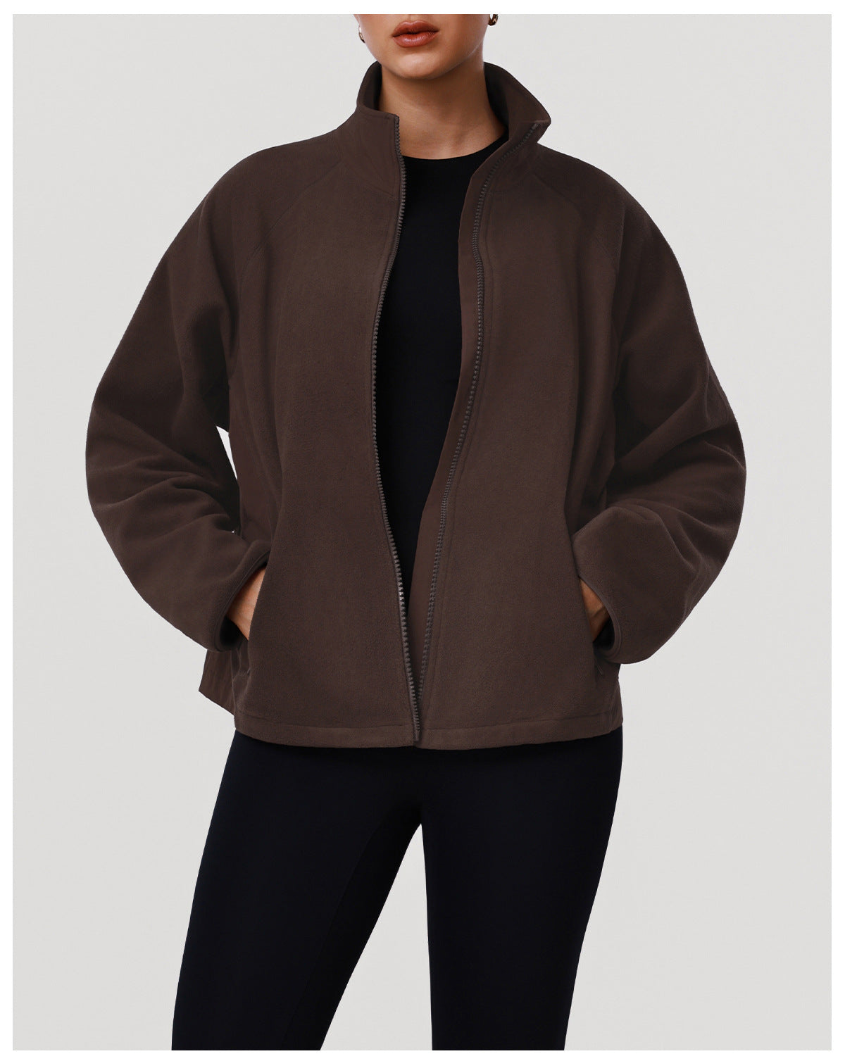 Arrival Warm Loose Polar Fleece Casual Coat Women Autumn Winter Thickening Stand Collar Cardigan Sports Sweater Coat