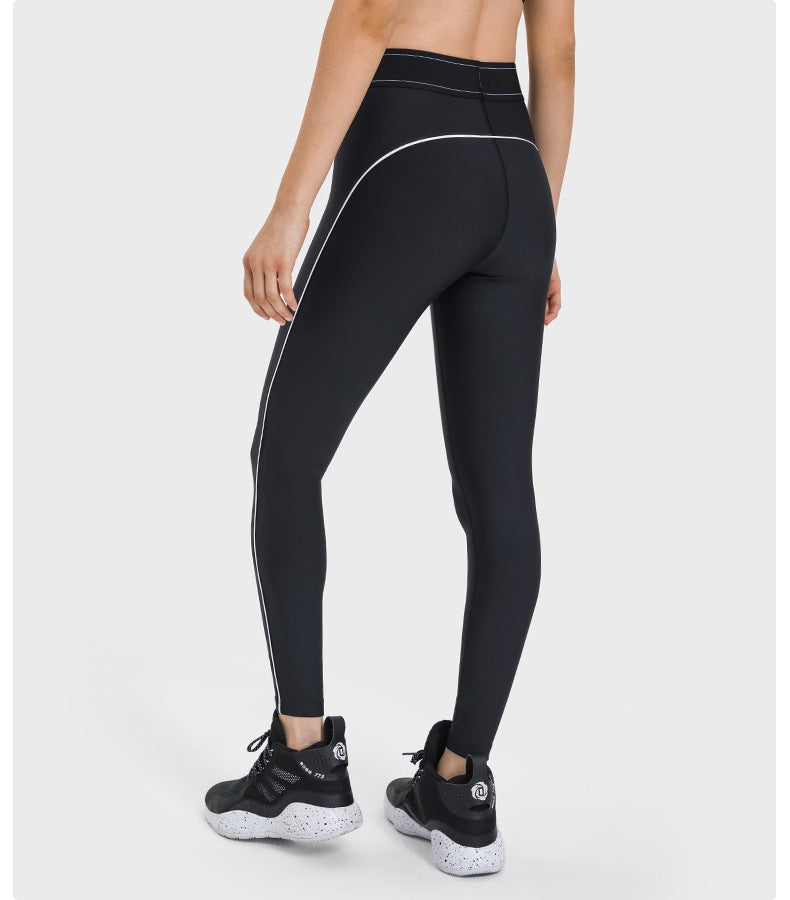 Contrast Color Elasticated Waist Sports Tights High Elastic Slim Slimming Training Fitness Yoga Pants Women