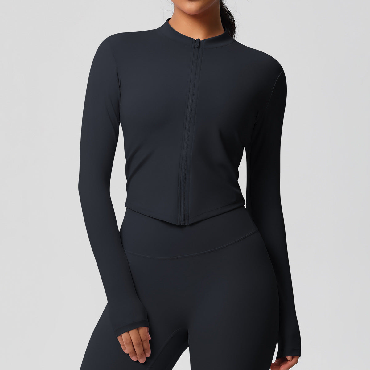 Nude Feel Sports Jacket Women Tight Training Workout Clothes Stand Collar Zipper Cardigan Nude Feel Yoga Clothes