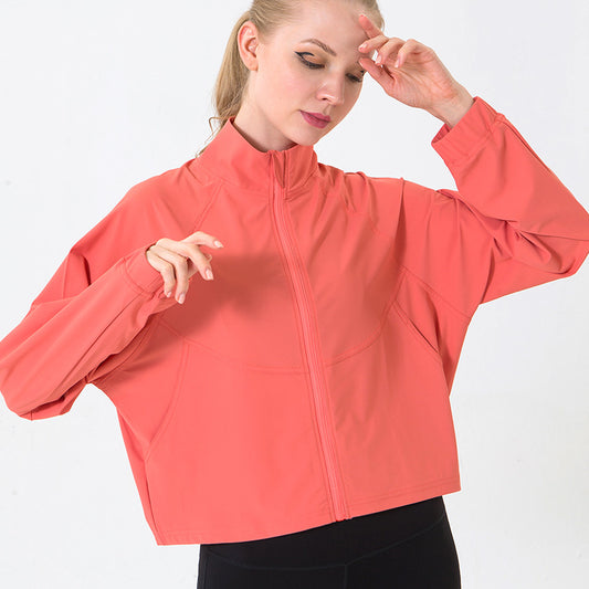 Autumn Winter Zip up Shirt Women Girllulu Sports Top Stand Collar Loose Breathable Fitness Clothes Coat