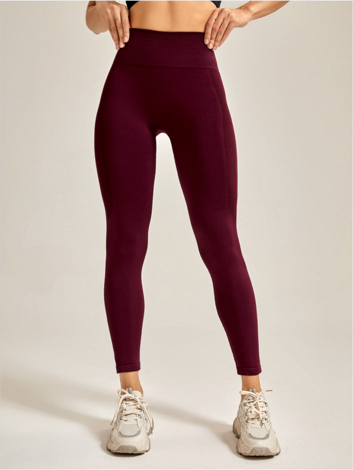 Seamless Knitted Yoga Pants Quick Drying Breathable High Waist Slim Fit Leggings Running Workout Ankle Length Pants