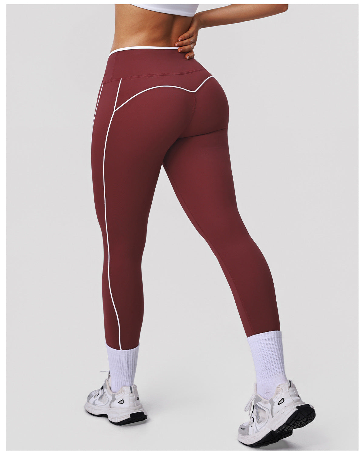 Contrast Color Cross High Top Sports Leggings Peach Hip Raise Yoga Ninth Pants Outdoor Workout Clothes Women