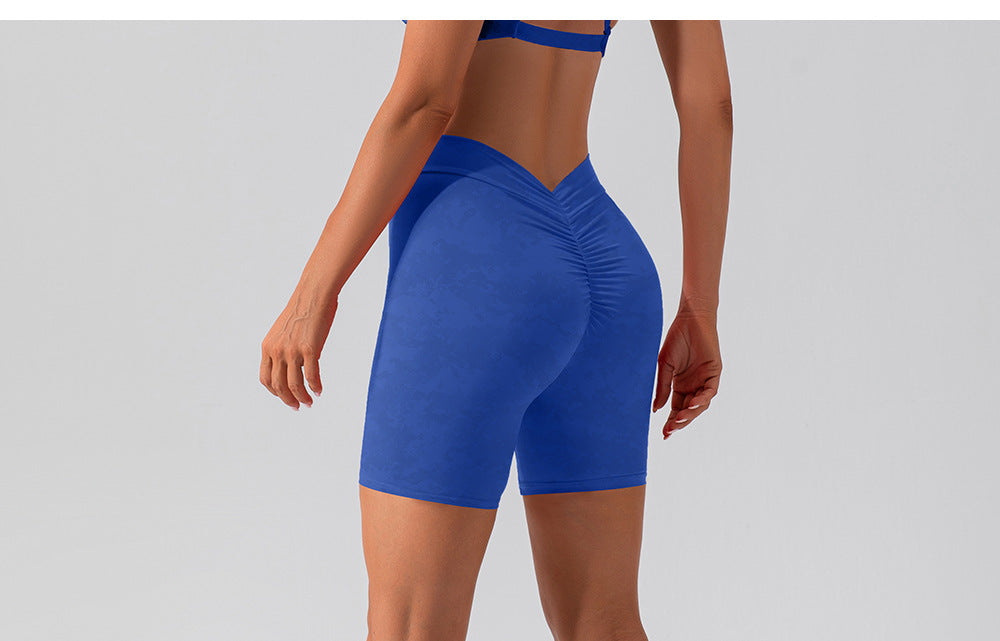Elastic Brushed Yoga Pants Hip Lift Belly Shaping Slim Fit Fitness Pants Outer Wear Running Exercise Shorts Women