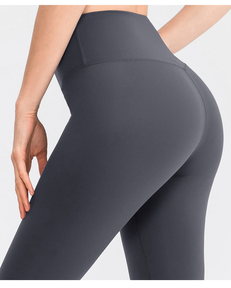 Double Sided Brushed Nude Feel Yoga Pants Women No Embarrassment Line Skinny Running Sports High Waist Hip Lift Fitness Pants