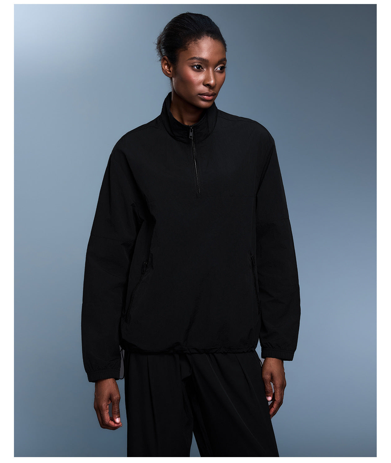 Half Zipper Windproof Stand Collar Sports Long Sleeved Top Women Lightweight Waterproof Outdoor Fitness Jacket Autumn
