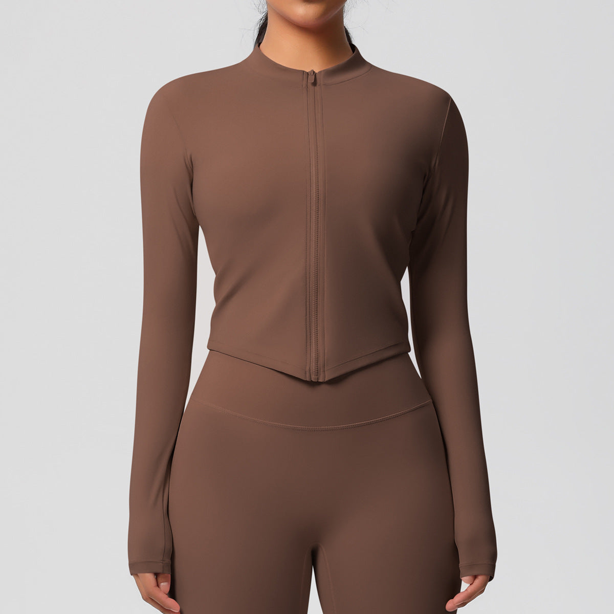 Nude Feel Sports Jacket Women Tight Training Workout Clothes Stand Collar Zipper Cardigan Nude Feel Yoga Clothes