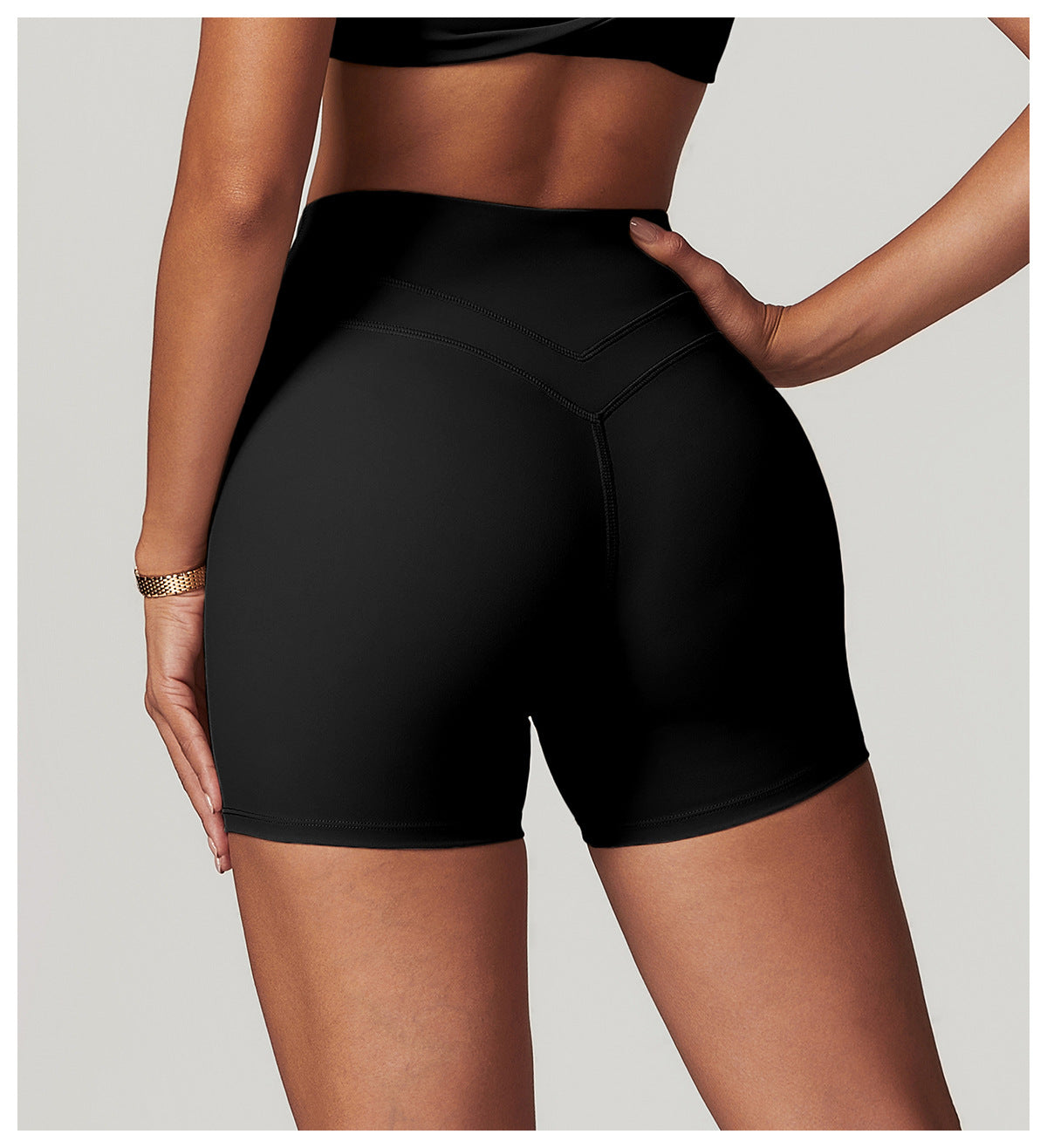 Sollinarry Brushed Tight Yoga Shorts Stretch High Waist Peach Hip Lifting Running Workout Shorts