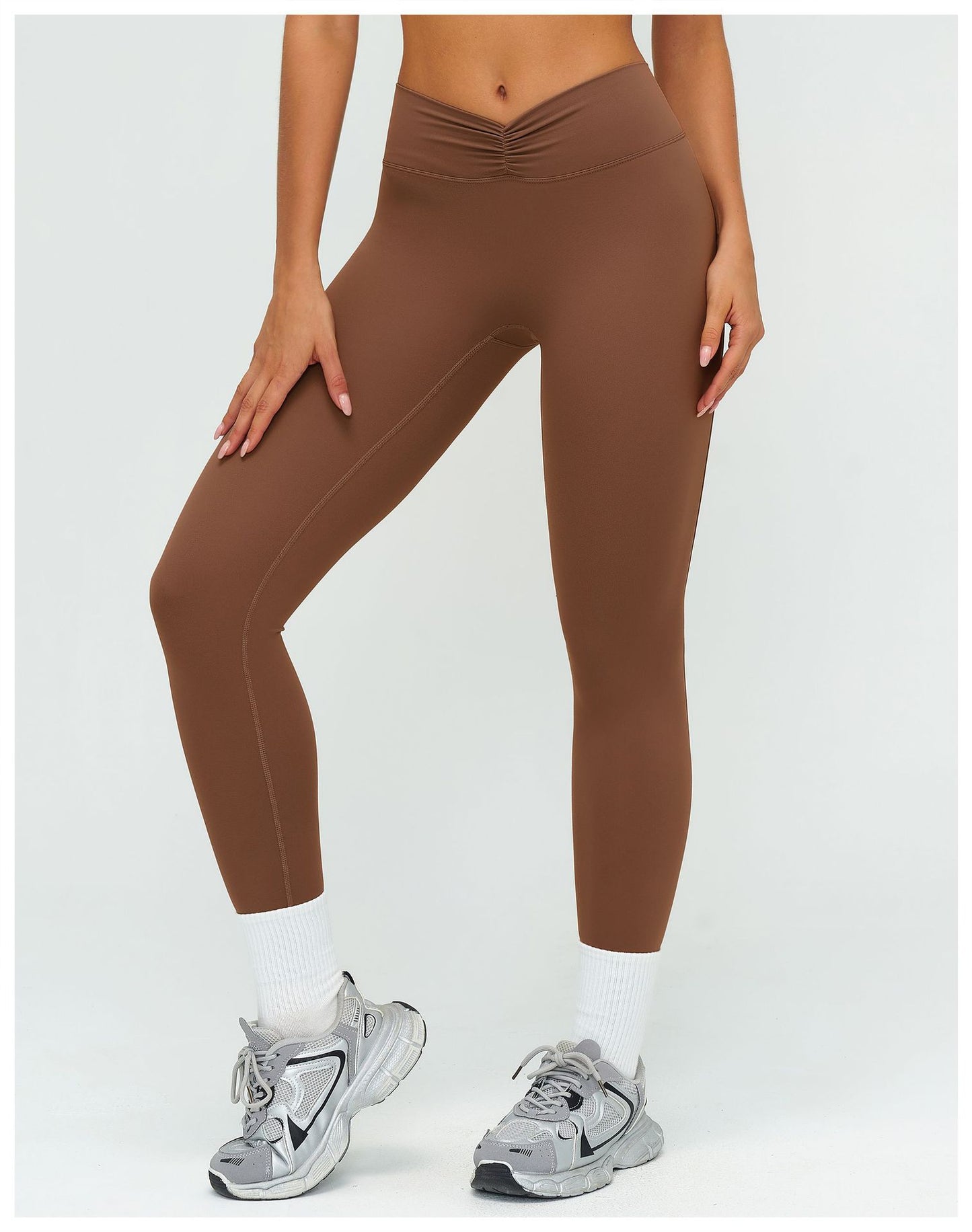 Yoga Trousers Brushed High Waist Pleated Tight Trousers Outdoor Sports Running Fitness Pants