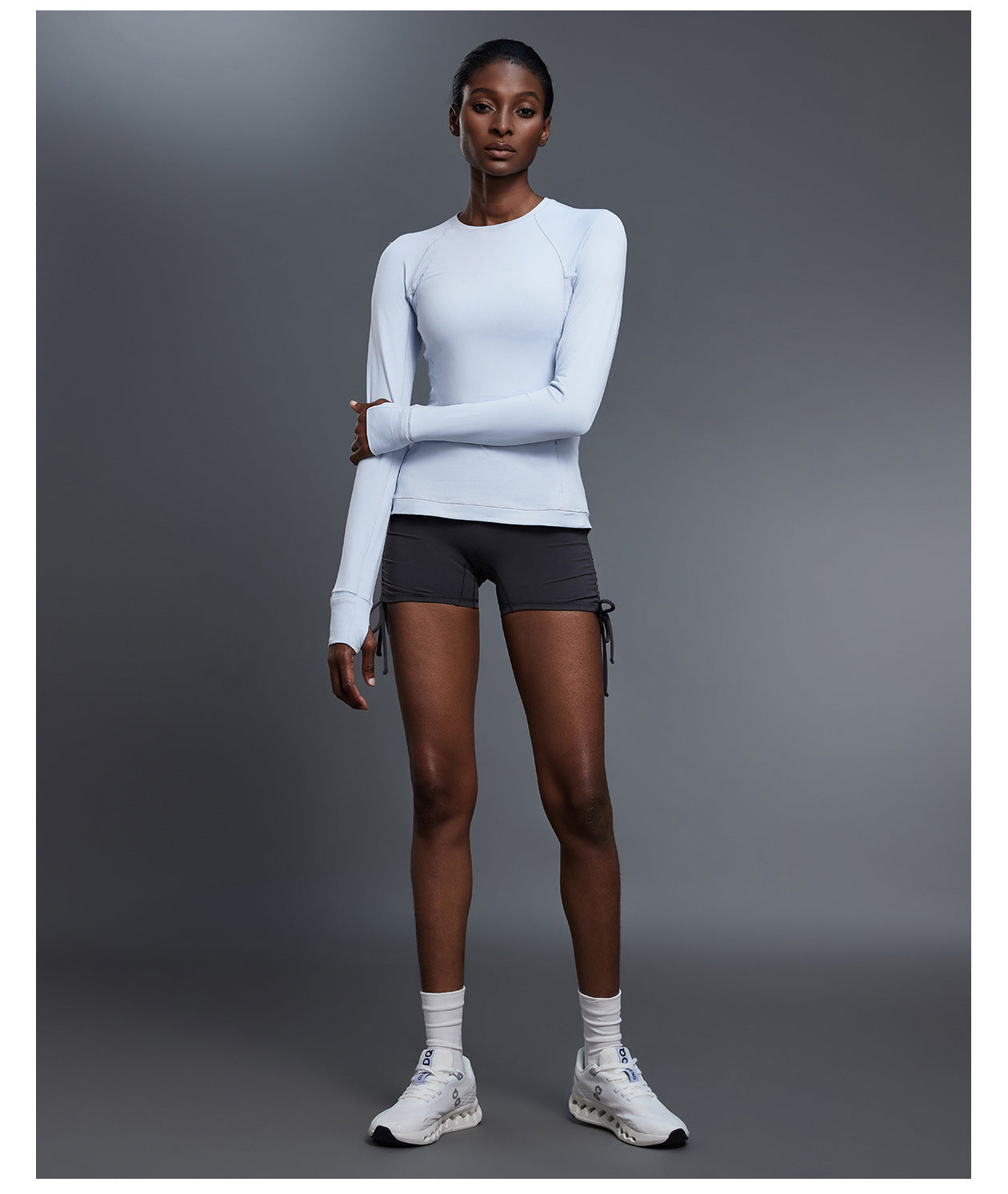 Round Neck Exercise T shirt Women Stretch Tight Long Sleeve Yoga Wear Running Training Workout Clothes Top Autumn