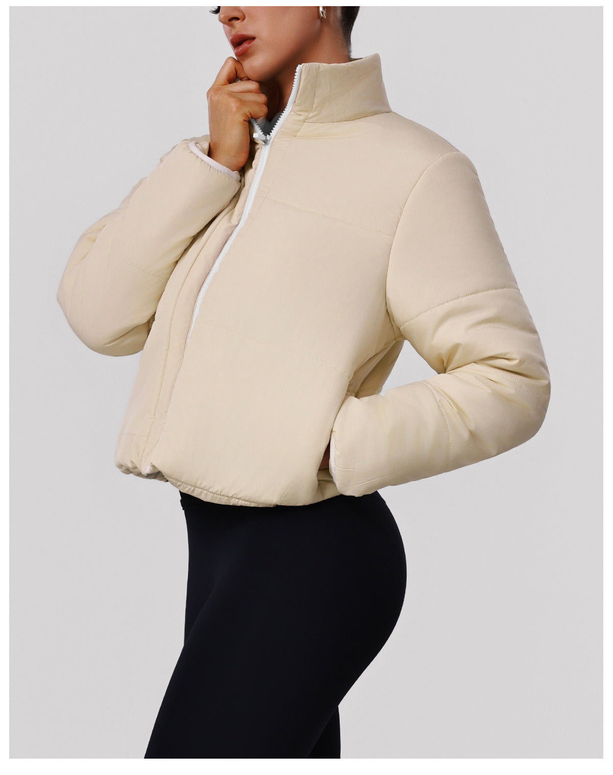 Outdoor Warm Keeping Sports Cotton Padded Clothes Women Autumn Winter Thick Windproof Zipped Cotton Padded Jacket Slim Fit Running Workout Clothes Jacket