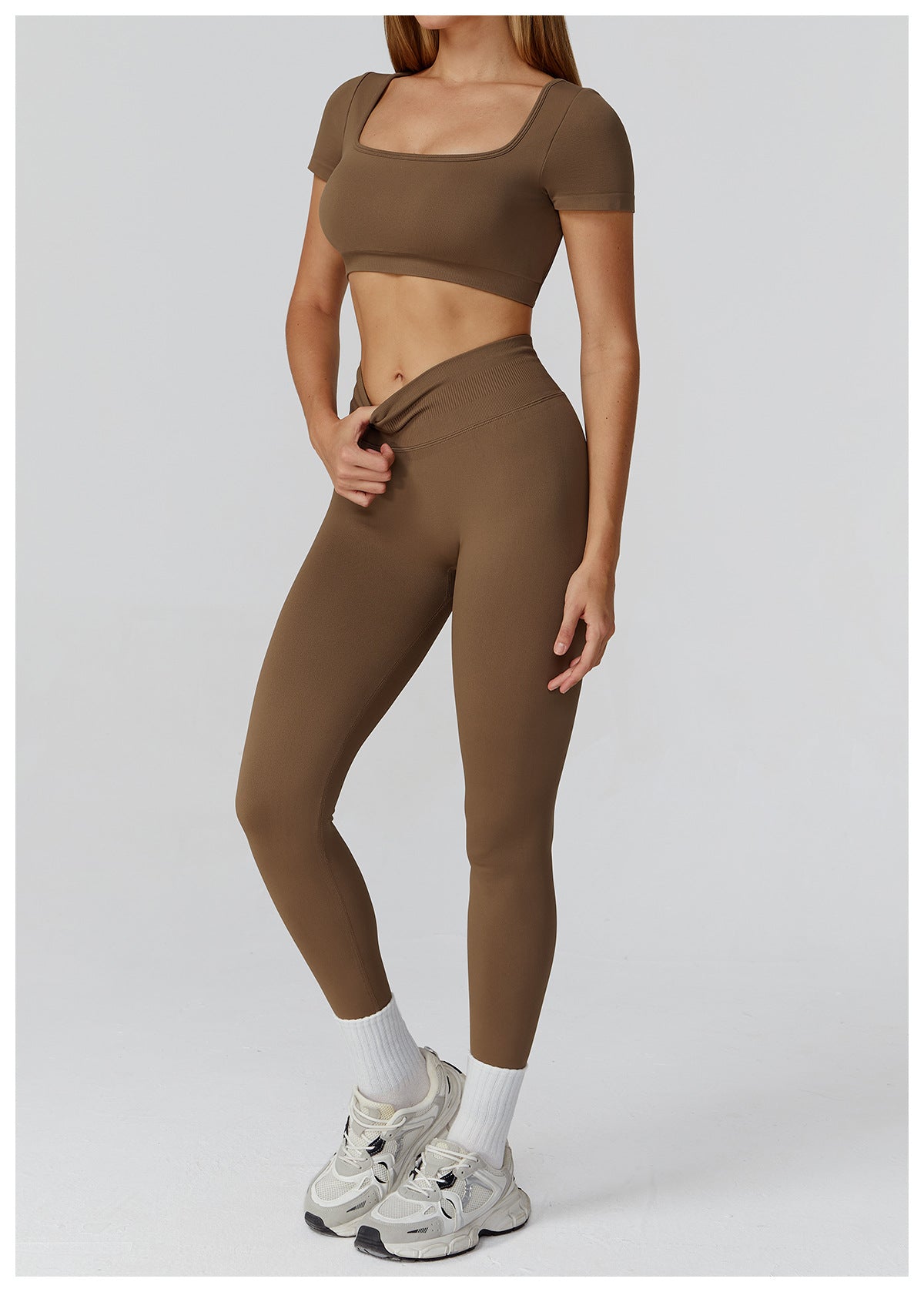 Seamless Tight Yoga Trousers High Waist Pleated Peach Hip Sports Trousers Outdoor Running Fitness Clothes
