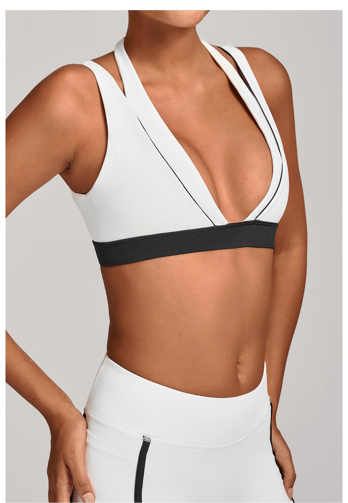 Color Contrast Patchwork Halter Yoga Bra Beauty Back Tight Sports Underwear Fitness Running Casual Yoga Clothes Women