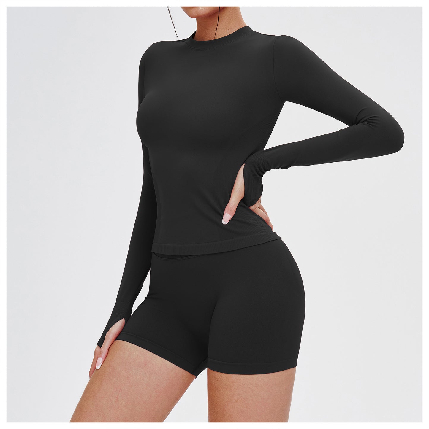 Women Seamless Yoga Long Sleeve round Neck Tight Comfortable Exercise Yoga Clothes Outdoor Running Workout T shirt