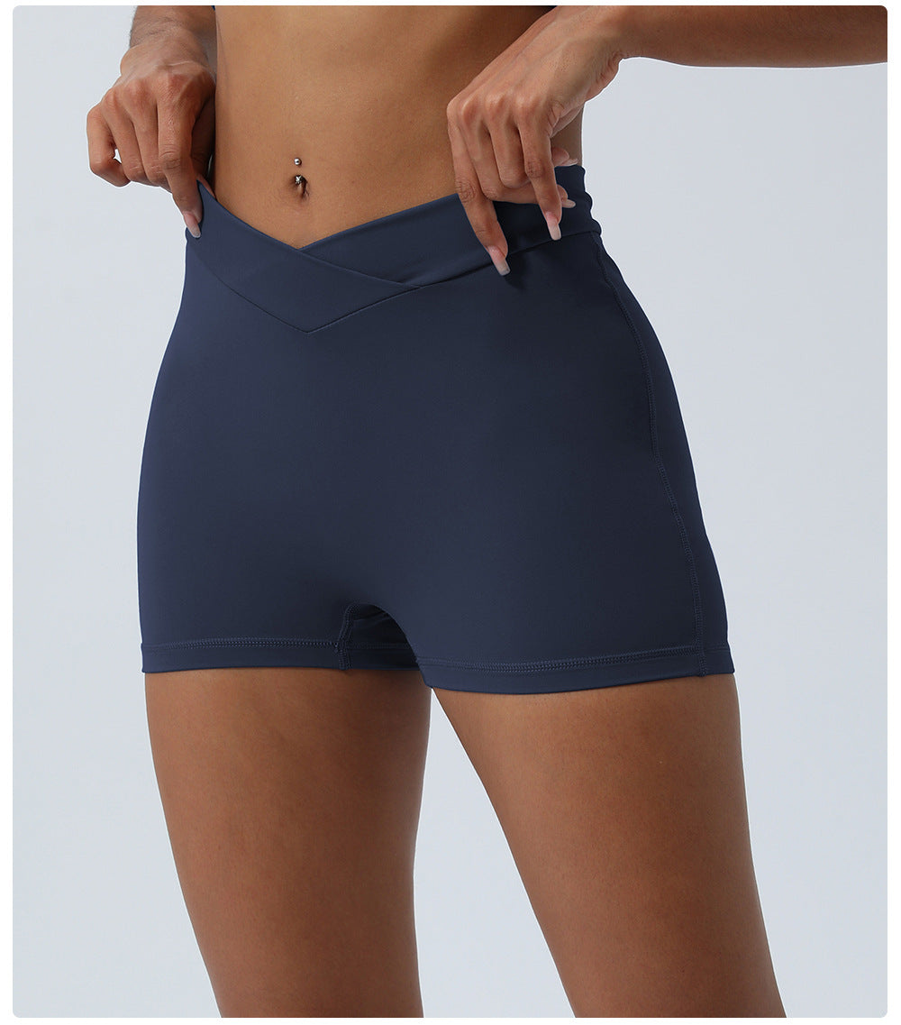 Arrival Cross V Waist Sports Shorts Peach Hip Raise Yoga Shorts Women without T Line Running Workout Shorts