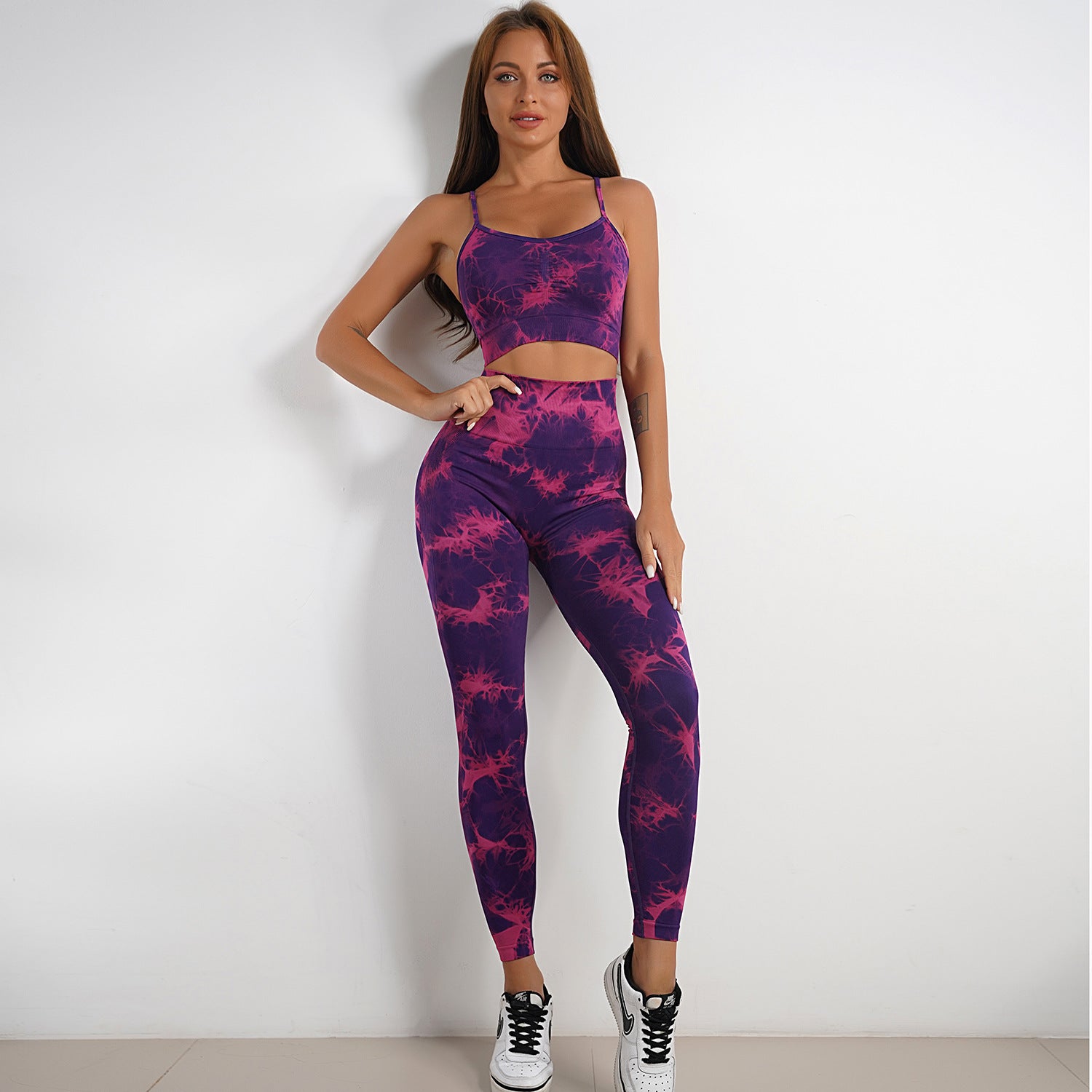 Purplish Red Bra and Trousers Two-Piece Set