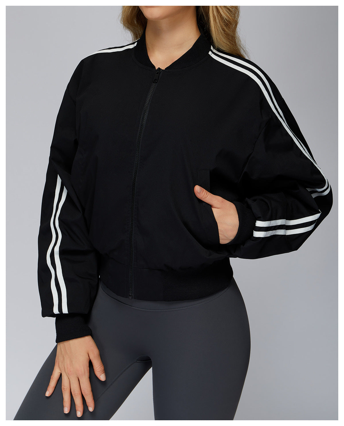 Autumn Winter Loose Cotton Coat Coat Pocket Zipper Thermal Sports Coat Outdoor Mountaineering Running Top