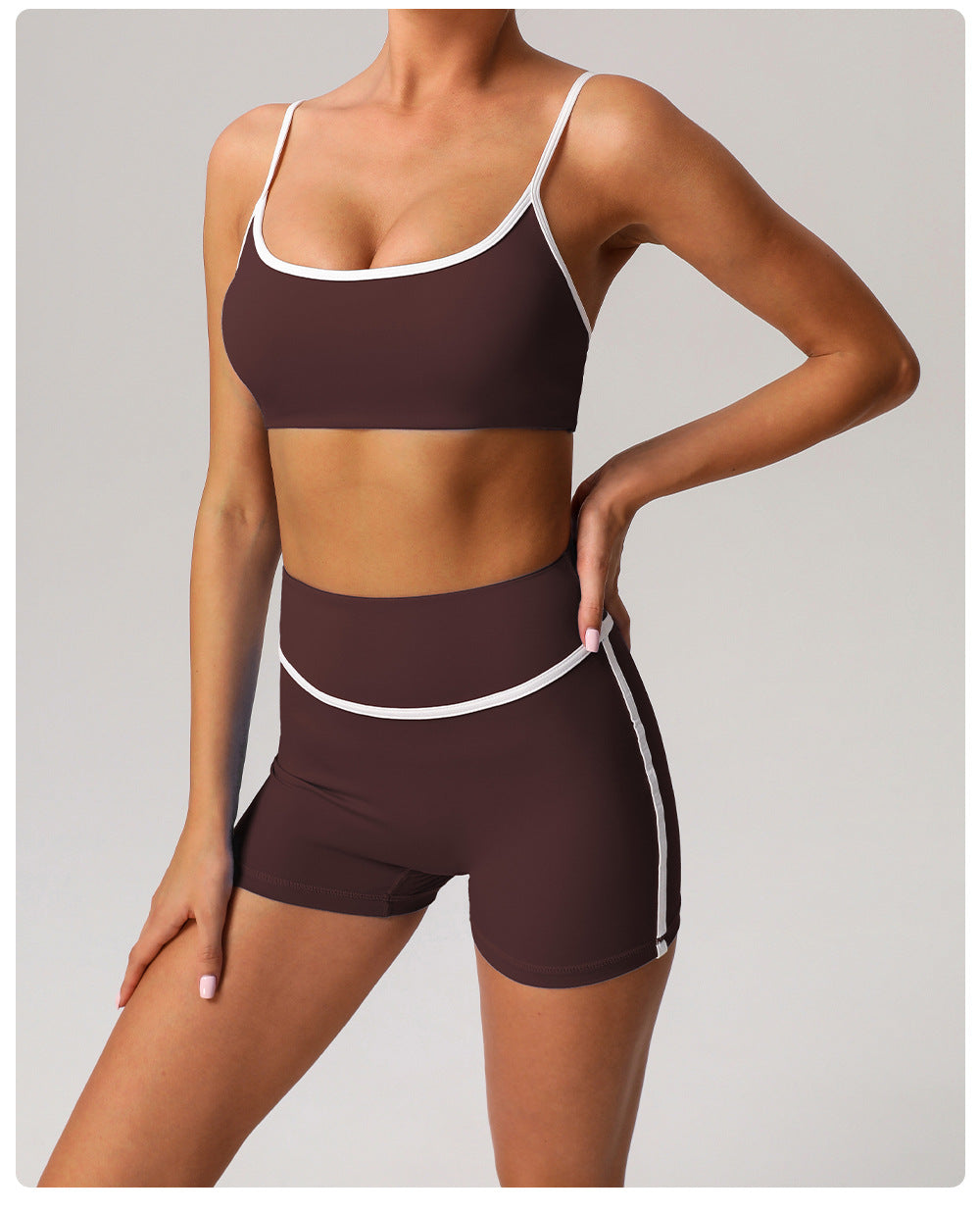 High Top Sports Suit Women Contrast Color Beauty Back Tight Nude Feel Yoga Suit Suit Running Fitness Yoga Wear