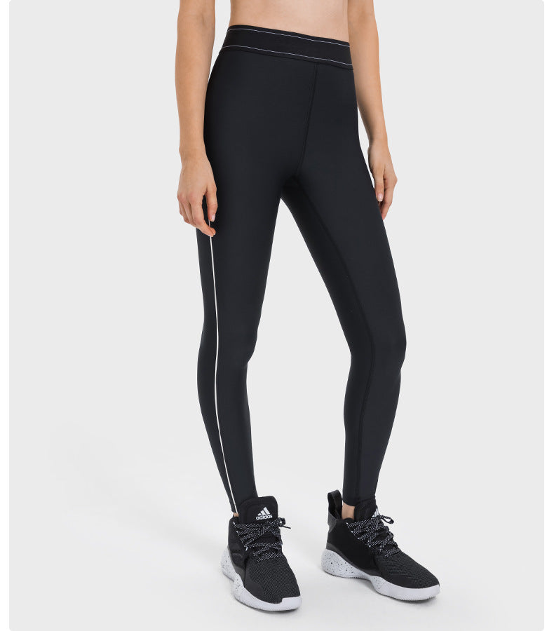 Contrast Color Elasticated Waist Sports Tights High Elastic Slim Slimming Training Fitness Yoga Pants Women