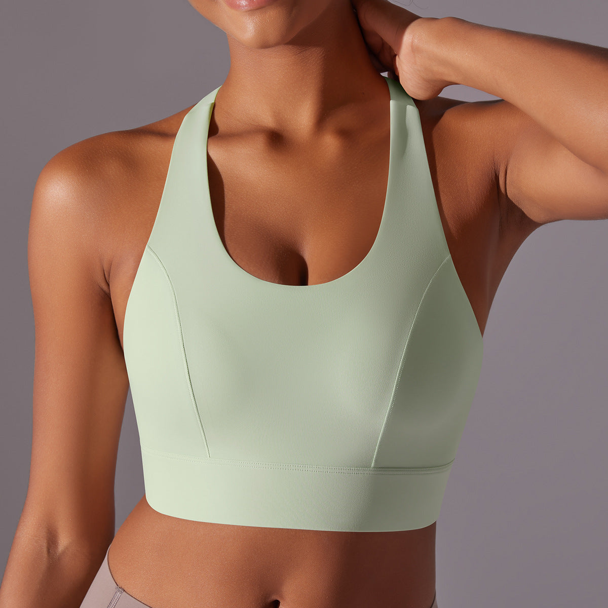 High Strength Sports Underwear One Piece Chest Pad Seamless Hook Eye Closure Yoga Vest Shockproof Push up Beauty Back Yoga Bra