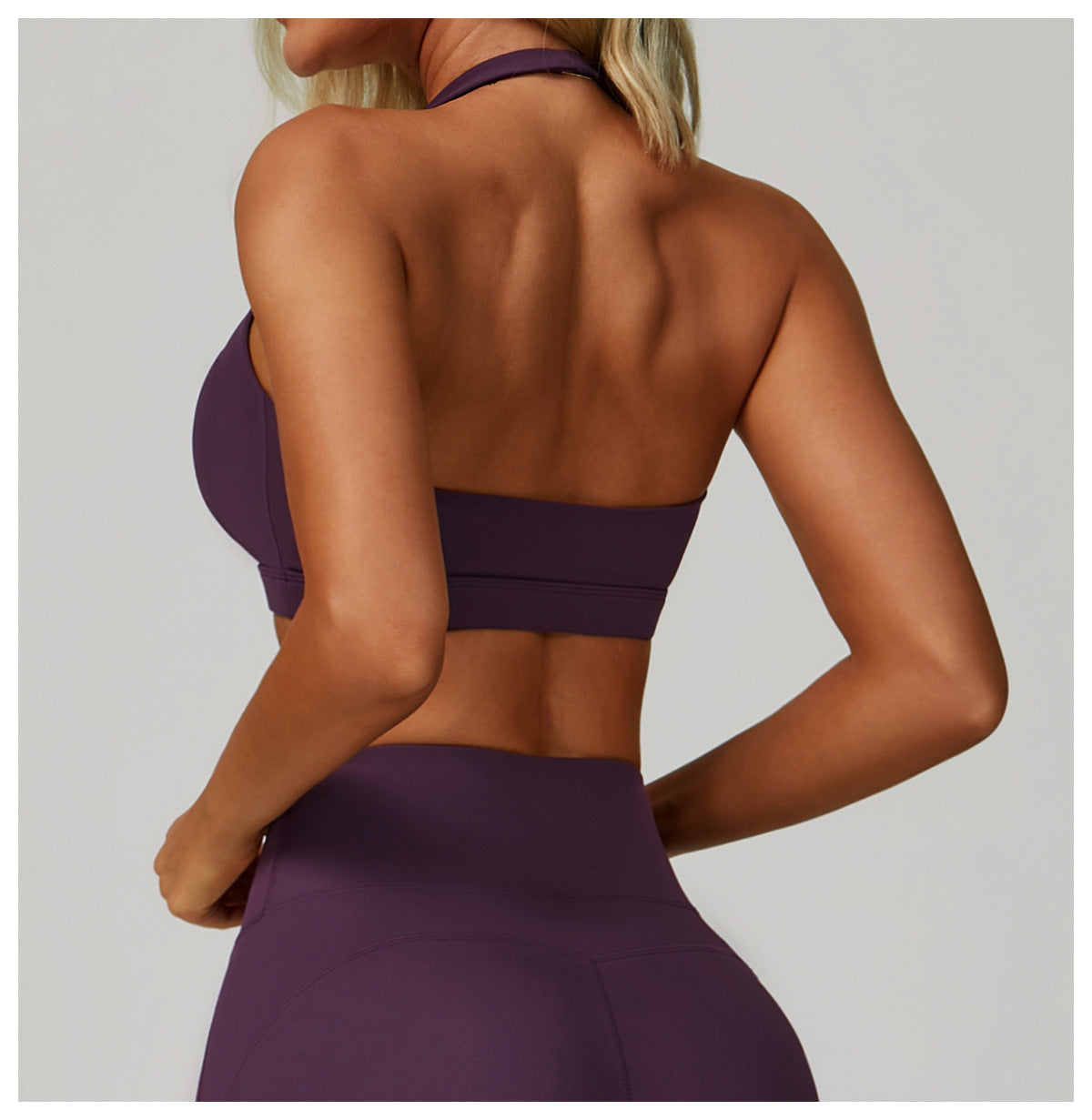 Sollinarry Summer Halter Cloud Sense Yoga Bra Hollow Out Cutout Beauty Back Yoga Clothes Running Fitness High Strength Sports Underwear