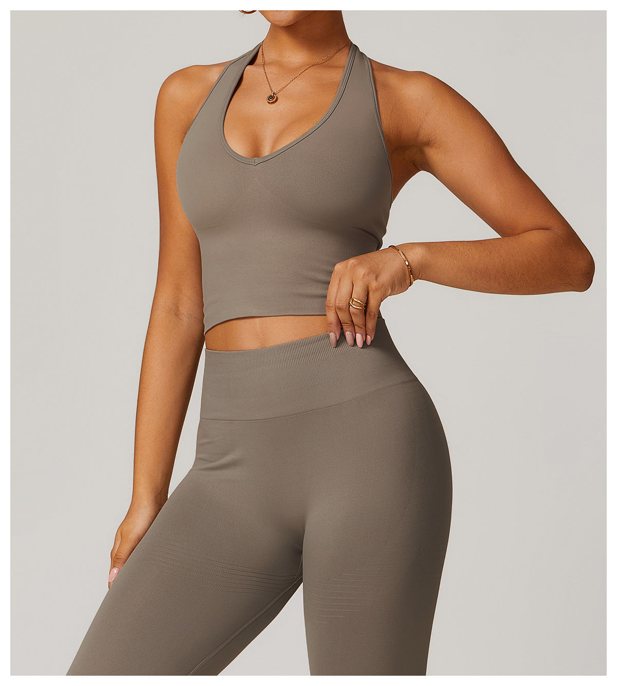 Sollinarry Breathable Halter Beauty Back Yoga Bra Seamless Sports Underwear Women Summer Shockproof Workout Top