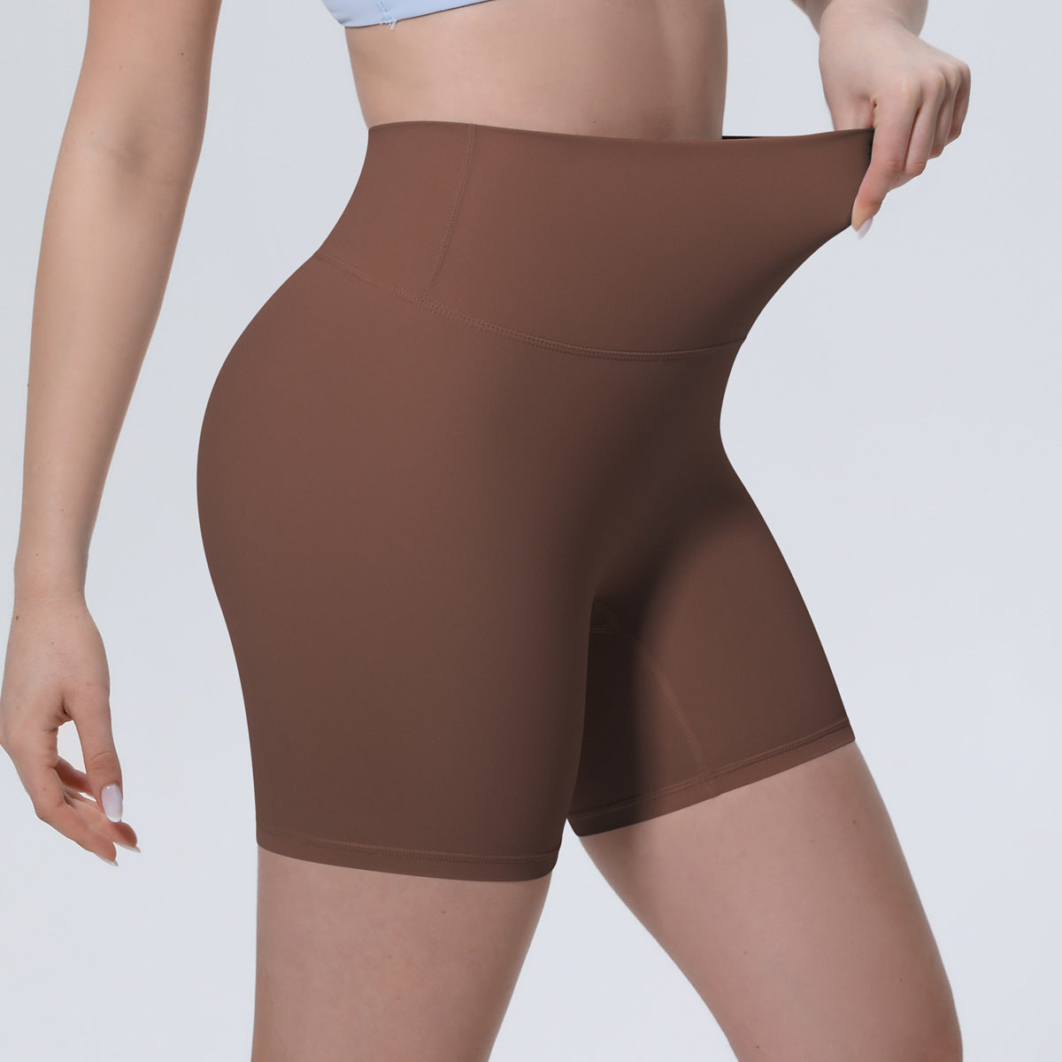 Nude Feel Yoga Pants Women High Waist Breathable Belly Contracting Fitness Shorts Peach Hip Tight Exercise Shorts