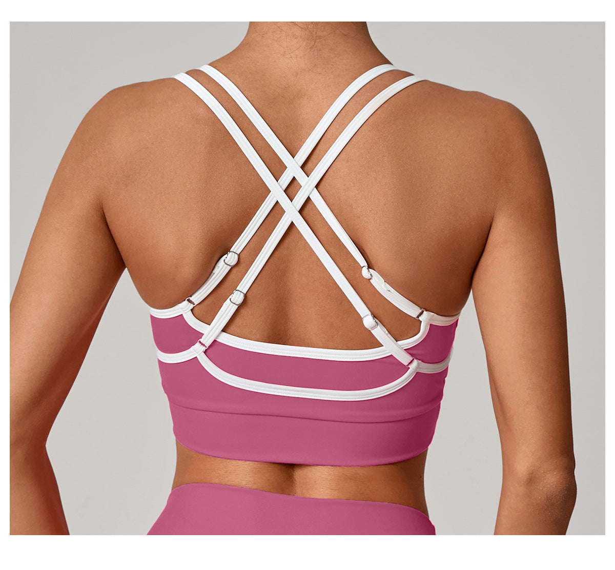 Autumn Sand Tight Nude Feel Contrast Color Sports Bra Women Backless Yoga Vest Workout Clothes Outer Wear Sports Top