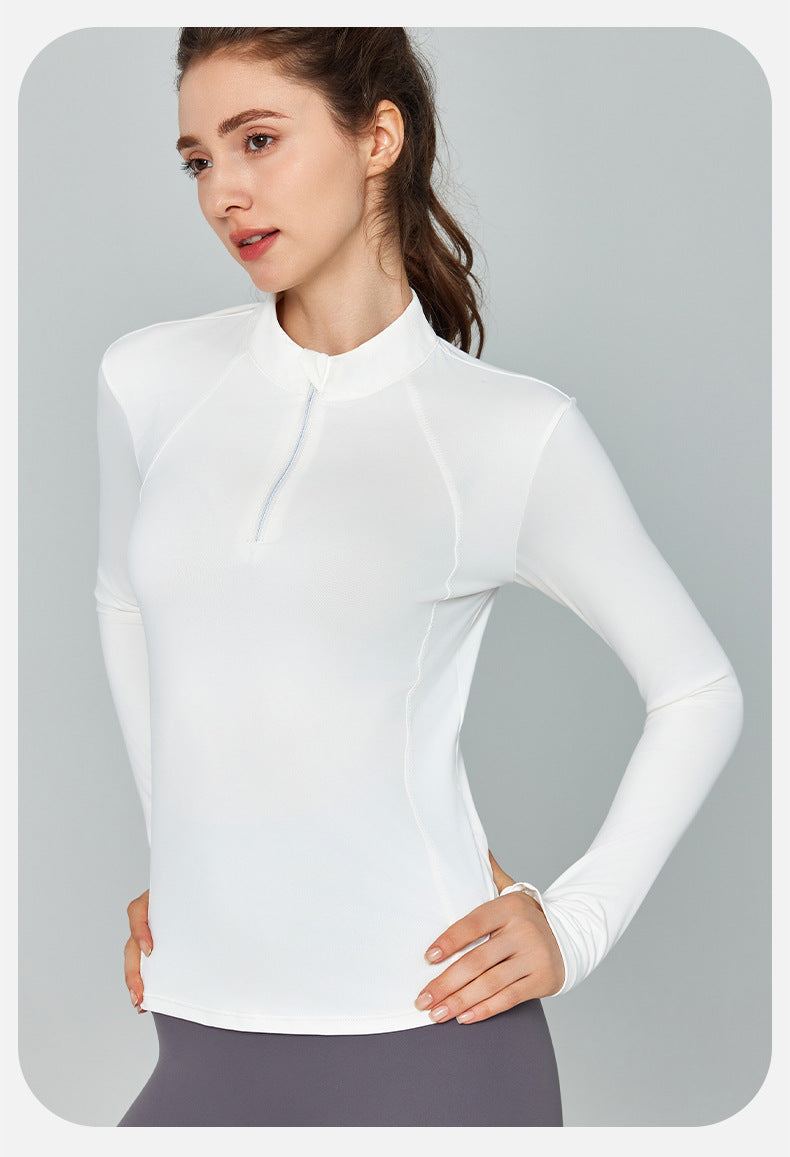 Reflective Stripe Half Zipper Yoga Clothes Long Sleeve Women Pilates Training Sports Tops Outdoor Breathable Workout Clothes