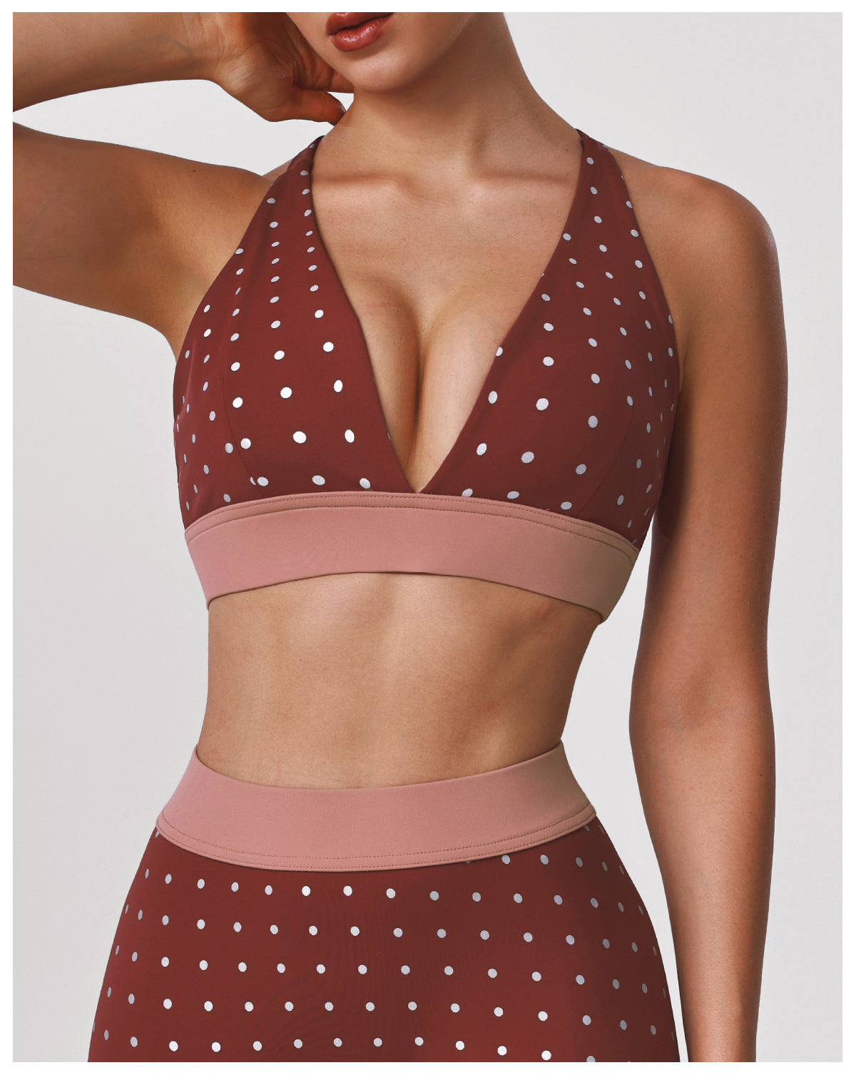 Push up Color Matching Dot Sexy Yoga Underwear Cross Beauty Back High Elastic Sports Underwear Training Workout Clothes