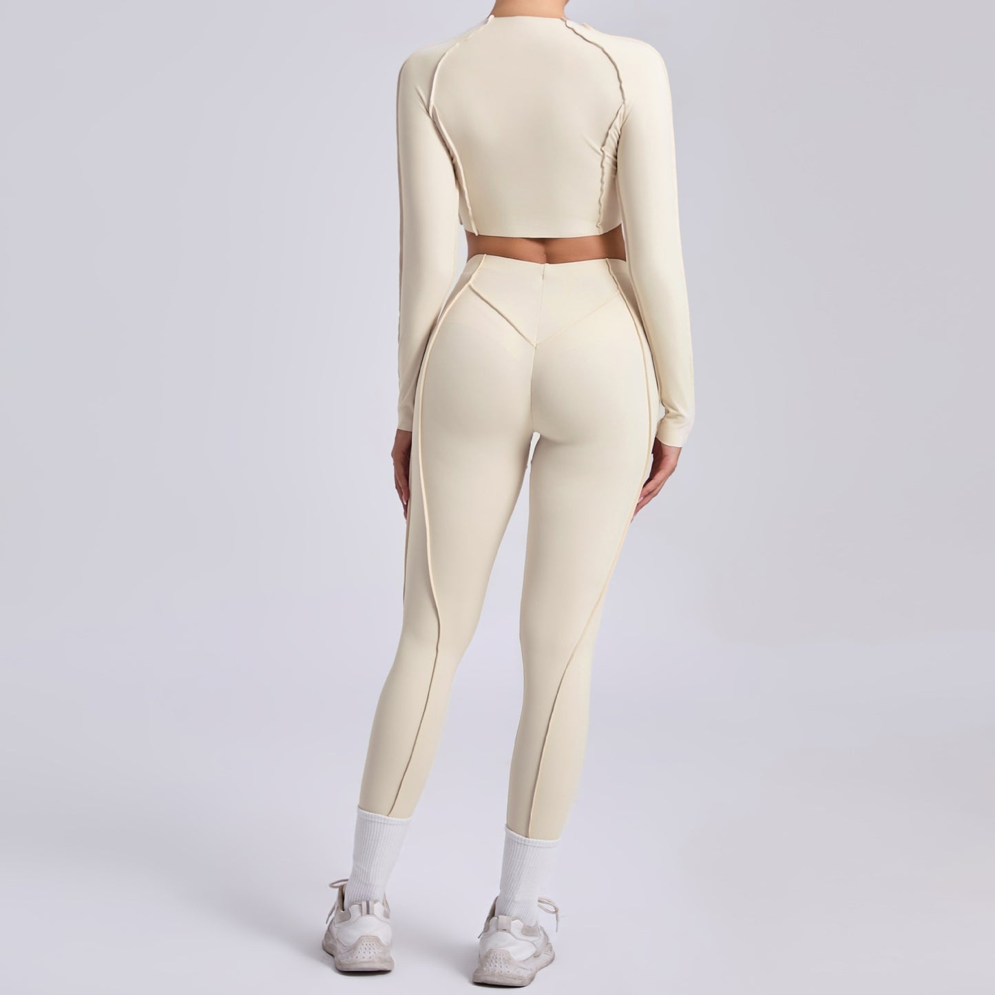 Autumn Sand Three Dimensional Beauty Yoga Two Piece Sets Women Pleated Hip Lifting All Match Yoga Clothes Running Exercise Workout Outfit