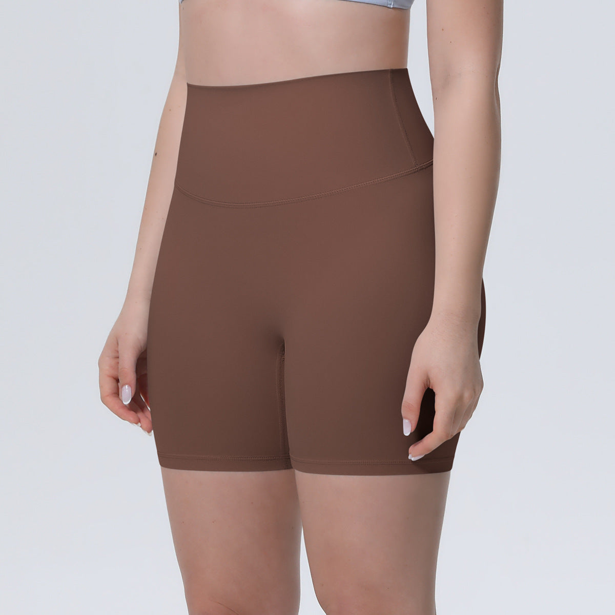 Nude Feel Yoga Pants Women High Waist Breathable Belly Contracting Fitness Shorts Peach Hip Tight Exercise Shorts