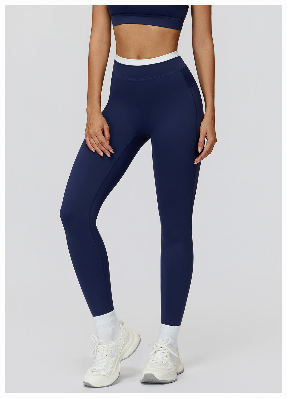 Nude Feel Yoga Trousers Thread High Waist Contrast Color Tight Trousers Women Sports Running Fitness Clothes
