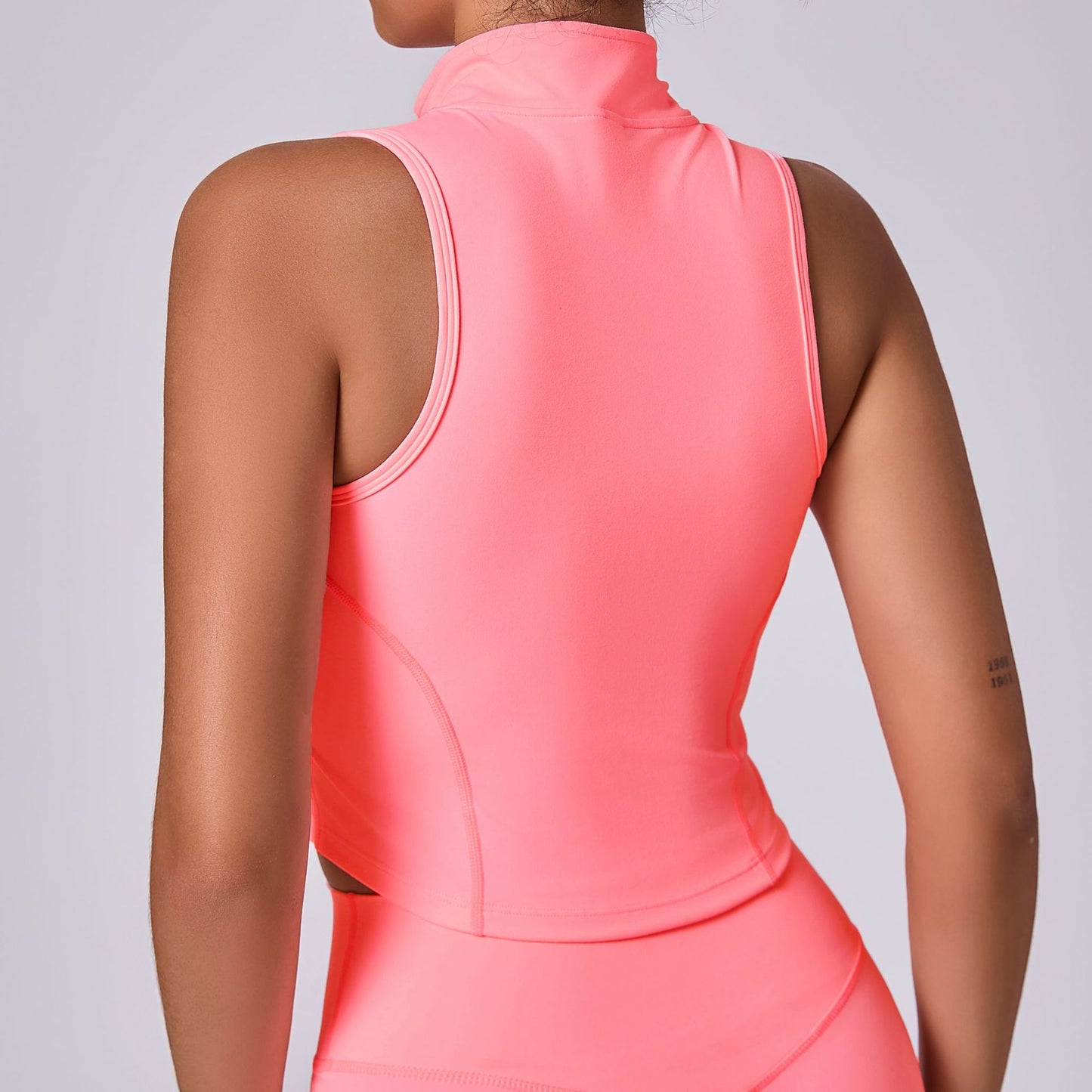 Exercise Sleeveless Stand Collar Jacket Women Zipper Coat Yoga Jacket Autumn Winter Running Training Quick Drying Vest